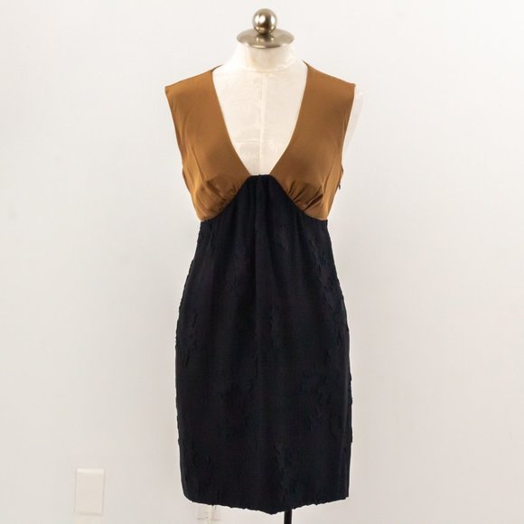 Tibi 8 Silk Colorblock Mini Dress Sheath Black LBD - Picture 8 of 11